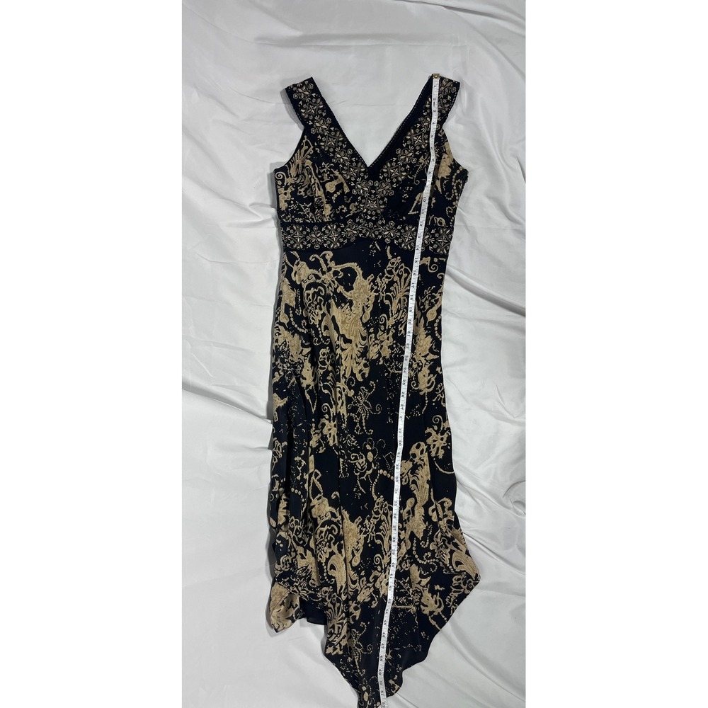 INC 100% Silk Whimsigoth Handkerchief Hem Dress 6 Black Y2K Fairy Grunge Boho - Picture 7 of 7